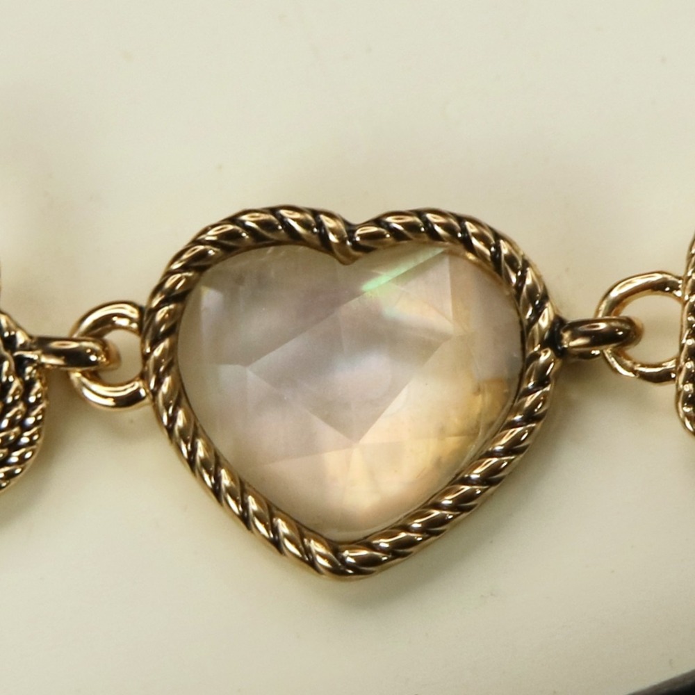 Napier Gold Tone Heart Link Bracelet Iridescent Faceted Stones NIB - Picture 3 of 6